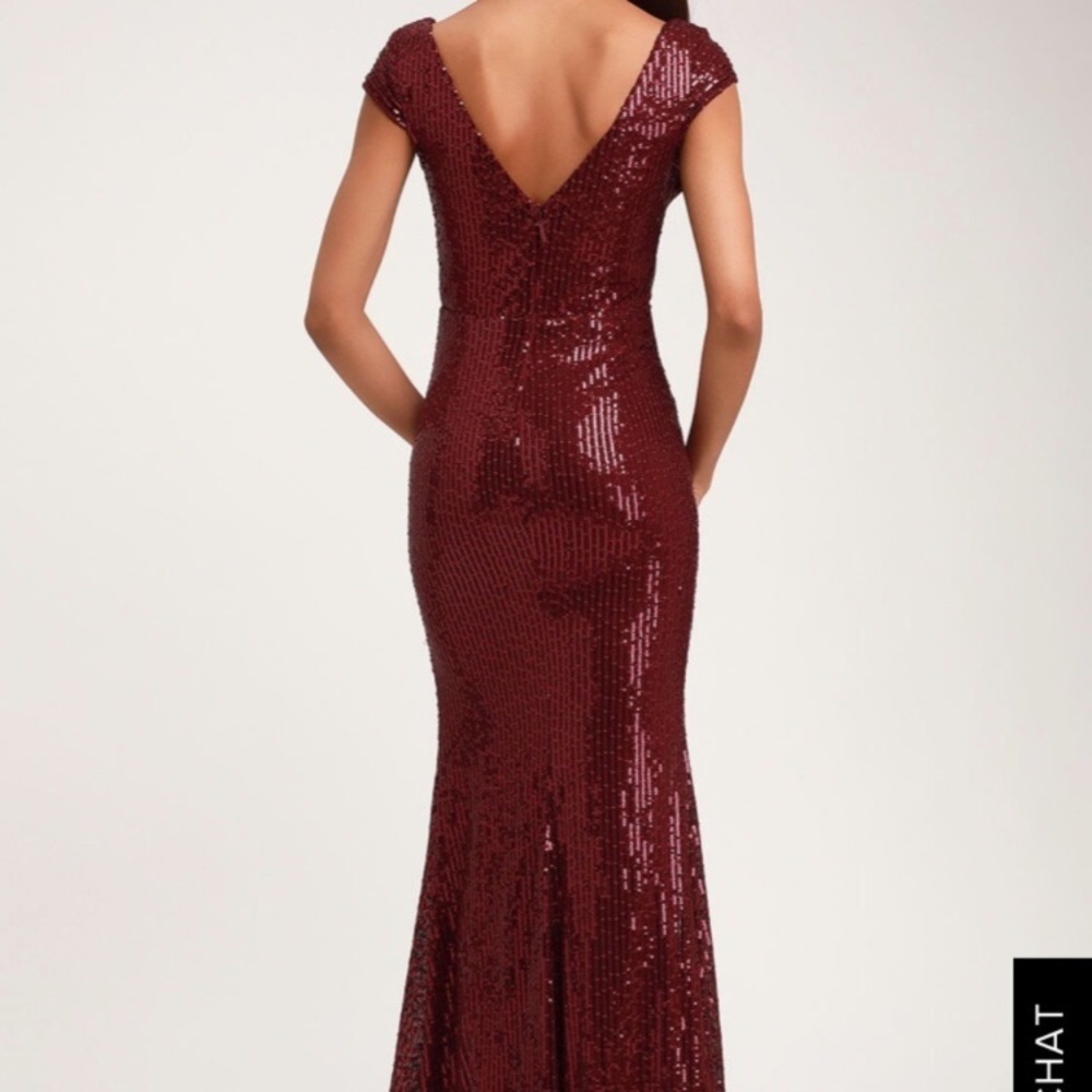 Lulus catching compliments burgundy sequin gown - Picture 2 of 14